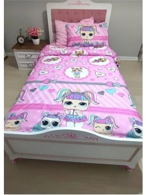 Trendexa Tek Kişilik Lol Bebek Lastikli Çarşaf Takımı, Pembe, 100 x 200 cm