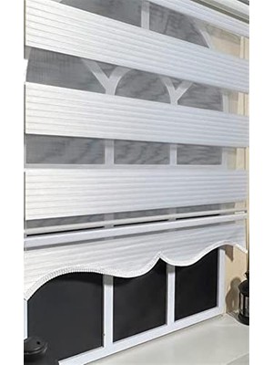 Trendexa Beyaz Geniş Pliseli Zebra Stor Perde Alüminyum Kasalı ALM-480