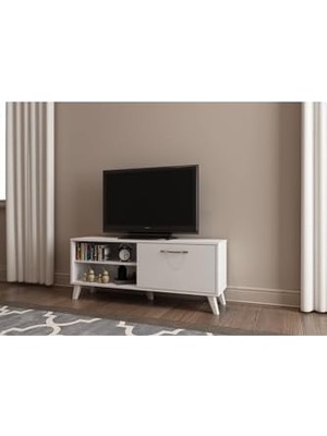 Trendexa Beyaz 90 cm Tv Ünitesi; Sehpa ve Kitaplık