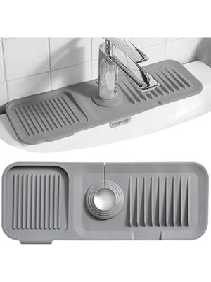 Trendexa Düzenleyici; Elastik Musluk Matı Su Tutucu Kaydırmaz Taban Organizer Mutfak Banyo Lavabo, Antrasit