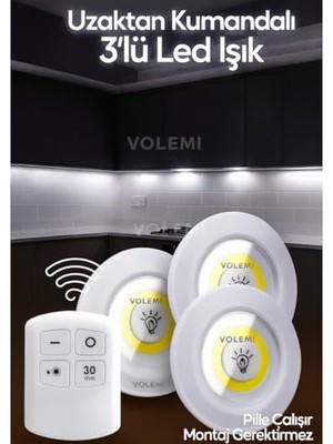 Trendexa Aksu Volemi LED Işık Uzaktan Kumandalı Kontrol Set Of 3 V-3+1