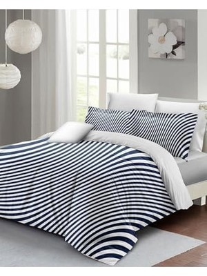 Trendexa Çift Kişilik Pamuk Saten Nevresim Takımı Blue Lines Lacivert 200X220, MONOHOME34030