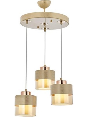 Trendexa AV-60193-3T-KRM Krem Boyalı Modern Avize, E27, Metal Cam, 40 cm
