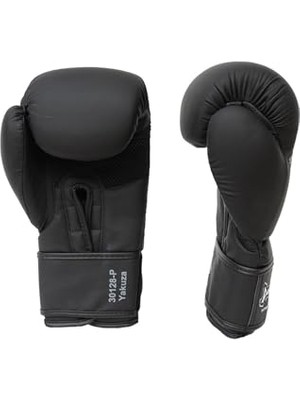 Trendexa Siyah 30128 P Yakuza Kick Boks Eldiveni Muay Thai Boxing Gloves Suni Deri 12 Oz