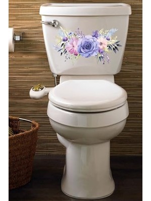 Trendexa Mor Renkli Gül Desenli Klozet ve Banyo Stickerı