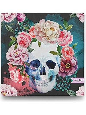 Trendexa Çiçekli Kuru Kafa Tablosu 70X70 cm