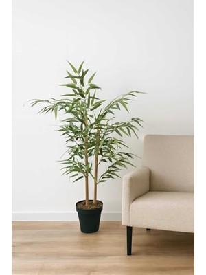 Trendexa 110 cm Yapay Bambu Ağacı, 3 Gövdeli, Yeşil, Saksılı