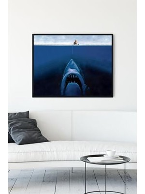 Trendexa (PSTER11773) Köpek Balığı Eğlenceli Mizahi Çerçeveli Tablo (40X50 Cm)