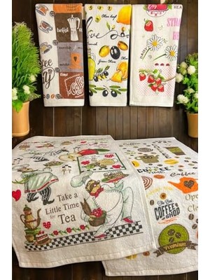 Trendexa 5'li Pamuklu Baskılı Havlu Seti, 30X50 Cm, El-Yüz ve Mutfak Havlusu, 5'li Set 3