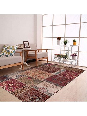 Trendexa Cortez Desenli Kadife Pamuk Tabanlı Yıkanabilen Kaydırmaz Antibakteriyel Salon Halısı 160X230