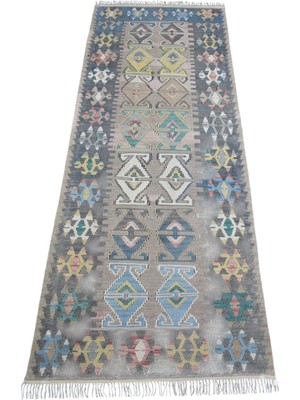 Kilim Antik El Dokuma Pastel Sarız Kayseri Yün Yolluk Kilim 1830 - Vintage - Çok Renkli
