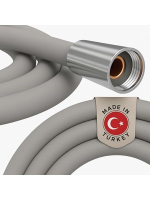 Trendexa Gri Silikonlu Duş Hortumu, Esnek ve Kırılmaya Dayanıklı, 150 Cm, Evrensel Bağlantılı, Sızdırmaz