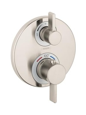 Trendexa Ecostat S Modern Minimalist Termostatik Duş Pervazı, 2 Saplı, 15,24 cm Genişliğinde, Fırçalanmış Nikel, Yönlendiricili Kaba Valf Için, 15758821
