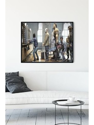 Trendexa Soygun Eğlenceli Mizahi Çerçeveli Tablo PSTER13348 (40X50 Cm)