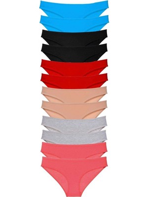 Pileli Store 12 Adet Eko Set Likralı Kadın Slip Külot Çok Renkli 3