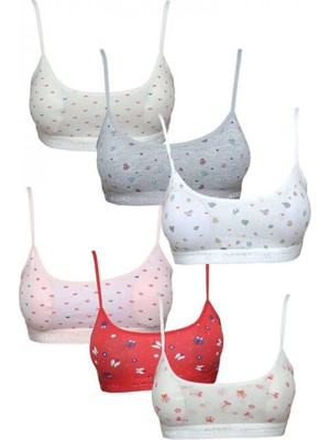Pileli Store Pedli Ip Askılı Yarım Atlet Desenli Büstiyer 6 Lı Set 1