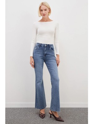 FullaModa Yüksek Bel Flare Jean