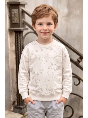 FullaModa Desenli Yazı Baskılı Bisiklet Yaka Erkek Çocuk Sweatshirt