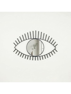 Tr Tara Göz Ayna - Metal Çerçeveli 22 cm Büyük Duvar Aynası (Siyah)