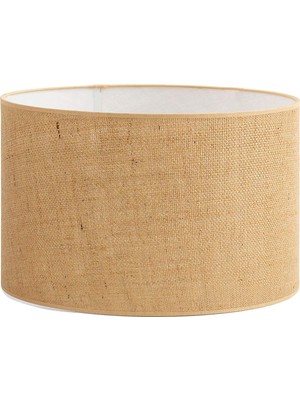 Tr 35 cm Natural Jüt Kumaş Silindir Lambader Başlığı, Abajur Başlığı, Sarkıt Avize Başl�