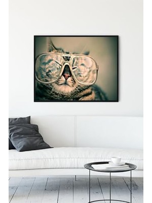 Trendexa PSTER11570 Kedi Eğlenceli Mizahi Çerçeveli Tablo 2 (40X50 Cm)