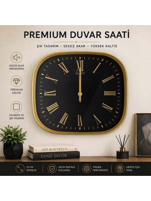 Tr Kare Duvar Saati Wall Clock 33 cm KC02