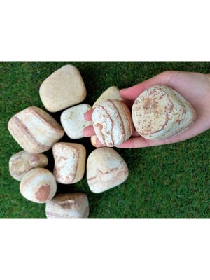 Tr Sarı Çizgili Dolomit 1 kg 6-10 cm Sarı Dolomit Taş Dere Taşı Çakıl Taşı Bahçe Taşı A