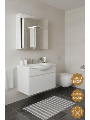 Tr Kahire 65 cm Mdf Banyo Dolabı Seti Beyaz