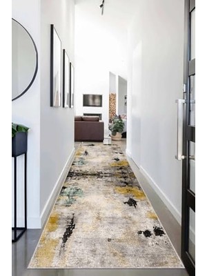 Trendexa Pelangi Batik Desenli Renk Geçişli Dijital Baskı Yıkanabilir Kaymayı Önleyici Taban Salon Halısı ve Yolluk; Bej 80 x 150,95552510801507