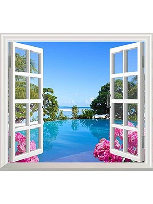 Trendexa Pencere Poster Duvar Kağıdı, Paradise, Yapışkanlı Sticker