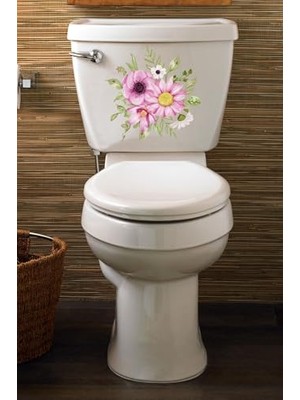 Trendexa Renkli Çiçek Desenli Klozet Kapağı Banyo Stickerı