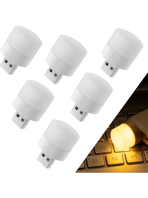 Trendexa Mini USB LED Işık Lambası, 6 Adet USB Fişli Rgb Gece Lambası, Sıcak Işık