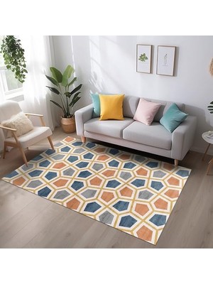 Trendexa Modern Şönil Kaymaz Doğal Pamuk Tabanlı Yıkanabilir Antibakteriyel Çevre Dostu Salon Halısı 100X150