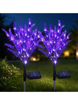 Tr 2'li Solar Lavanta Çiçeği LED Bahçe Lambası - Güneş Enerjili Dekoratif Çim Aydınlatma De