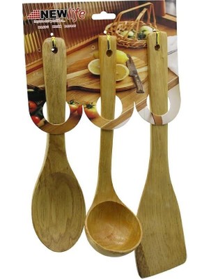 Tr 3pcs Ahşap Bambu Mutfak Servis Seti KAŞIK=27CM - KEPÇE=27CM - SPATULA=32CM (5264)