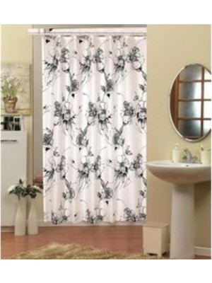 Tr Polyester Su Geçirmez Banyo Duş Perdesi, Tek Ebat, GLSRN182838485868688898, Siyah