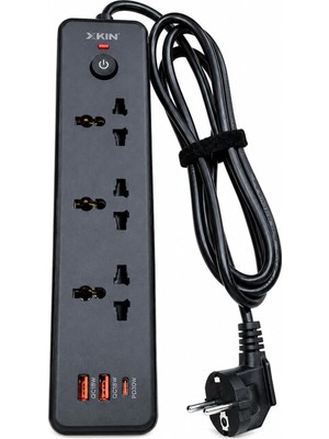 Tr 6in1 Power Strip 2500W Akım Korumalı Çoklu Priz, 3 Ac Outlet, 2x QC18W Usb-A, PD30W Usb-C Hız