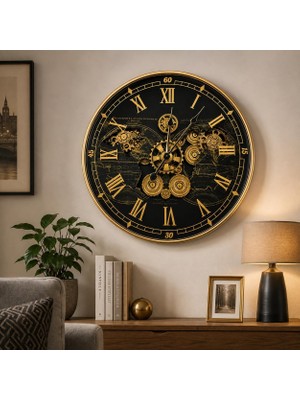 Tr 60 cm Metal Gövdeli Vintage Steampunk Dekoratif Duvar Saati KC02