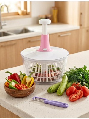 Tr Ludıa 5lt Geniş Hazneli Salata Kurutucu ve Ergonomik Sebze Soyacağı Set
