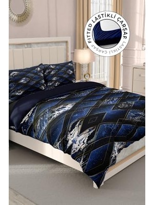 Trendexa Nevresim Takımı, %100 Pamuk Saten Çift Kişilik Blue Suite, MONOHOME33125