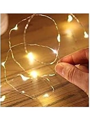 Trendexa Şeffaf Kablolu Gün Işığı Sarı Renk Pilli Peri LED Işık 3 Metre