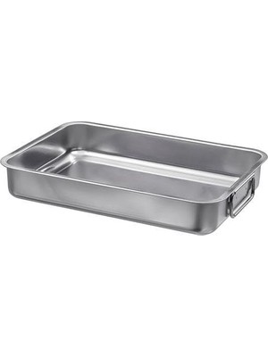 Trendexa Fırın Kabı, Metal Kare 24X34 cm Paslanmaz Çelik Kulplu Kare Fırın Pişirme Tepsisi