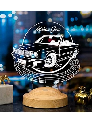 Trendexa Klasik Bmw E30 Cabrio, Bmw Logolu Hediye 3D LED Lamba