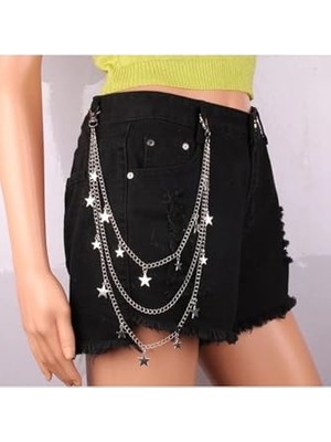 Trendexa Üniseks Yıldız Pantalon Zinciri, S/l, OLDPNTZNCR02, Gümüş, Üniseks-Yetişkin