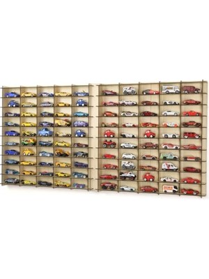 Trendexa Oyuncak, 1/64 Ölçek Hobi Koleksiyon 100 Araçlık Set Model Oyuncak Araba Rafı-Akçaağaç
