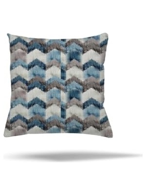 Trendexa Patchwork Çiçek Desenli Etnik Gizli Fermuarlı Yastık Kılıfı Kırlent Kılıfı Koltuk Yastık Kılıfı, Mavi-Gri, 45 x 45