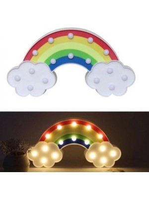 Pileli Store LED Işıklı Gökkuşağı Gece Lambası