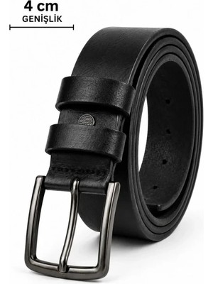 Nemere Erkek Hakiki Deri 4 cm Klasik Kemer Metal Tokalı Günlük ve Klasik Kullanım