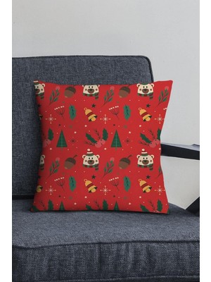 Tr Yeniyıl Dekoratif Gizli Fermuar Çift Taraflı Yılbaşı Kırlent Yastık Kılıfı 43X43CM Krl