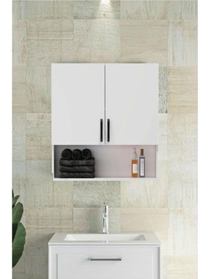 Tr 2 Kapaklı, Aynasız Moda Banyo Lavabo Dolabı, Aynasız Üst Dolabı - Beyaz